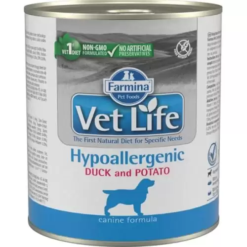  Vet Life Natural Canine konz. Hypoallergenic Duck & Potato 300 g