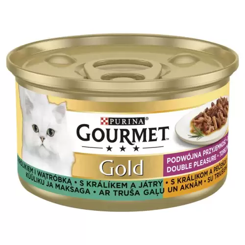 Gourmet Gold s králíkem a játry - směs gril. a duš. kousků 85g