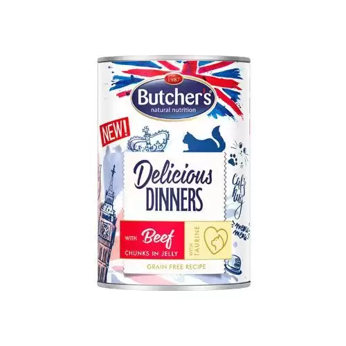 Butcher's Cat Delic.Dinners hovězí v želé konz. 400g