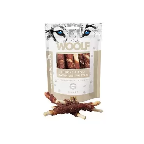 WOOLF Classic poch. Chicken and Rawhide Twister 100g