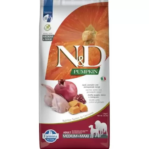  N&D PUMPKIN Dog GF Quail & Pomegranate Adult Medium & Maxi 12 kg