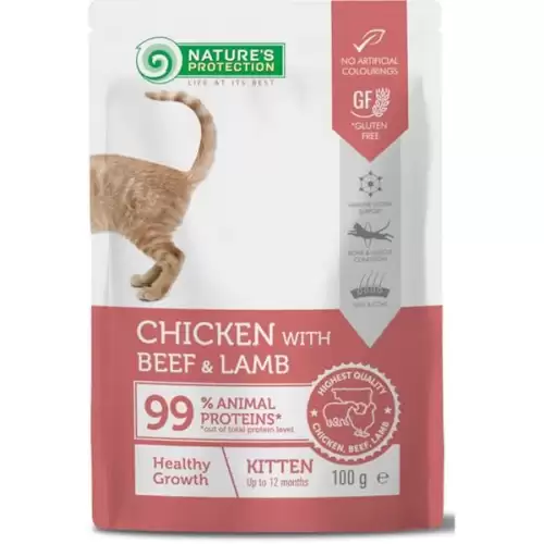  Nature's Protection Cat kaps. Kitten Chicken, Beef and Lamb 100 g