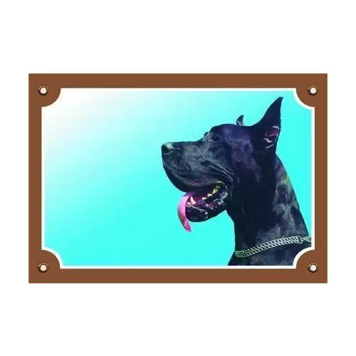 Barevná cedulka Pozor pes, Doga černá