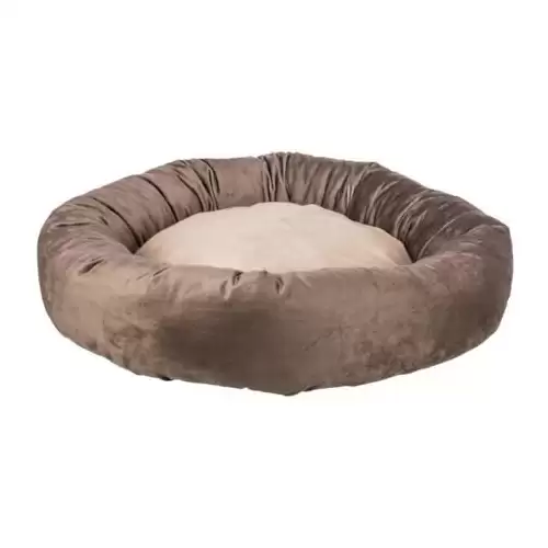 Kulatý recyklovaný pelech LIONEL, fleece, hnědá/béžová ø 60 cm