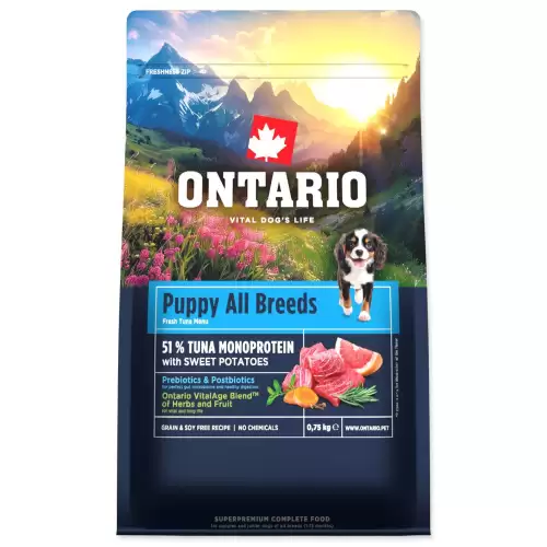 Krmivo Ontario Puppy & Junior All Breeds Monoprotein Turkey & Sweet Potatoes 0,75kg