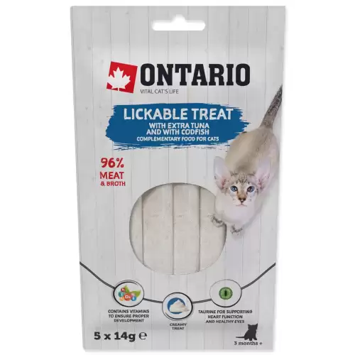 Pochoutka Ontario lízací extra tuňák a treska 5x14g