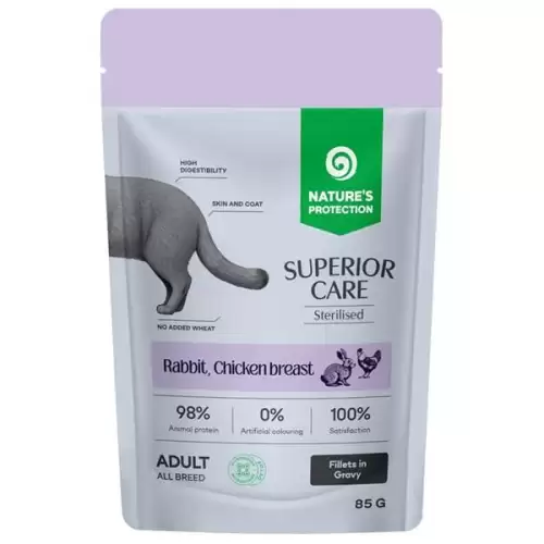  Nature's Protection Superior Care Cat kaps. Sterilised Rabbit/Chicken 85 g
