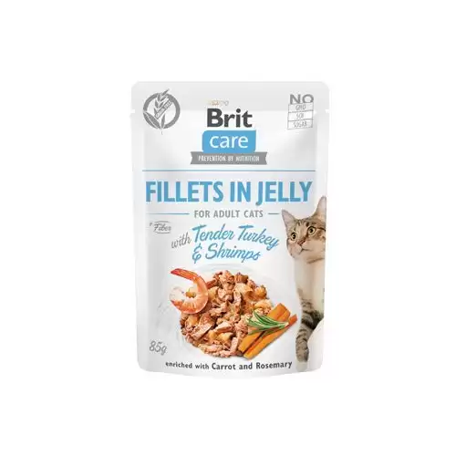 Brit Care Cat Fillets in Jelly with Turkey&Shrimps 85g