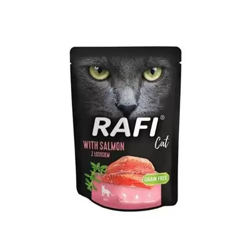 RAFI kompletní krmivo s lososem pro kočky, bez obilovin, kapsička 300 g