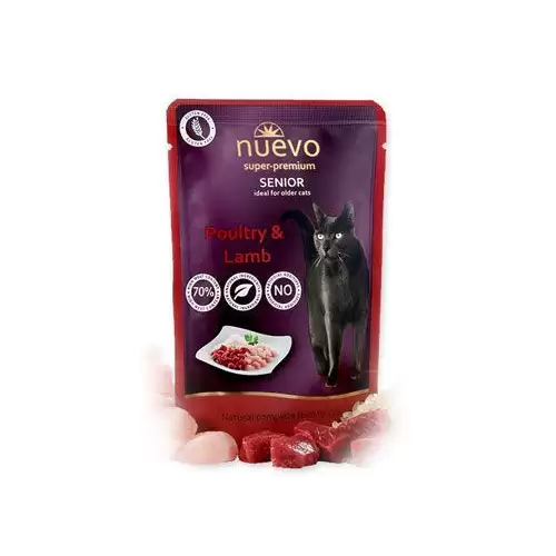Nuevo kočka kapsa Senior Drůbeží a Jehněčí s rýží 85g