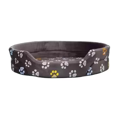 Oválný pelech JIMMY, taupe-šedý s tlapkami 95 x 85 cm