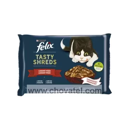 Felix Tasty shreds multipack 4x80g hovězí+kuřecí ve šťávě