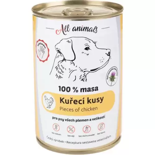  ALL ANIMALS konz. pro psy kuř.kousky v kuřecím 400g