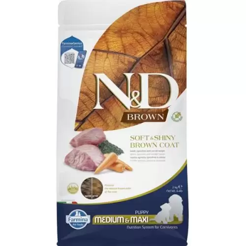  N&D BROWN Dog GF Lamb, Spirulina & Carrot Puppy Medium & Maxi 2 kg