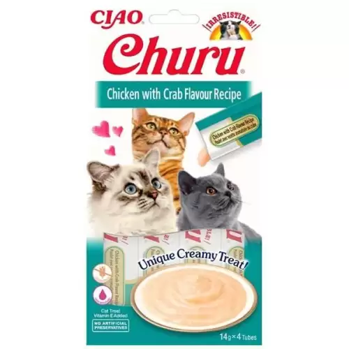  Inaba Churu cat snack Kuře s krabí příchutí 4x 14g
