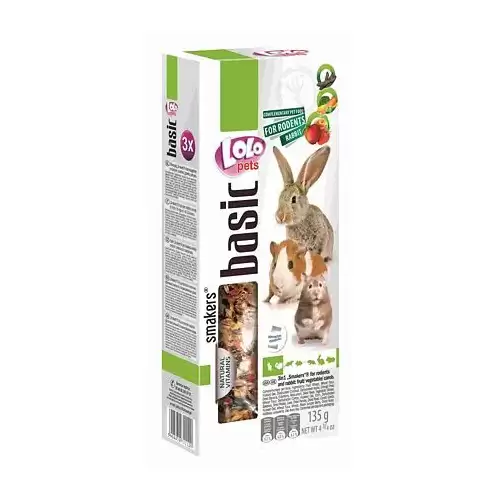 LOLO SMAKERS 3v1 klasy ovoce/zelenina/carob pro hlodavce 135 g