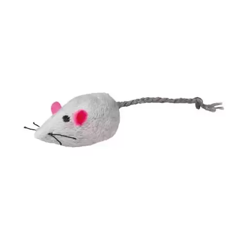 Plyšová myš s rolničkou, 5 cm (2 ks), šedá/zelená