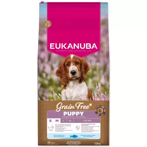 Krmivo  EUKANUBA Grain Free Puppy Small & Medium rich in ocean fish 12kg