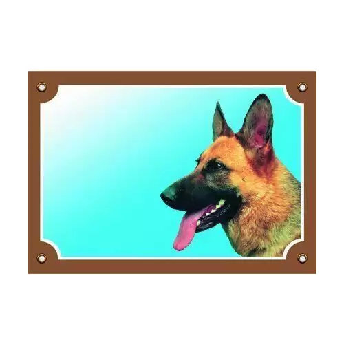 Barevná cedulka Pozor pes, Německý ovčák profil