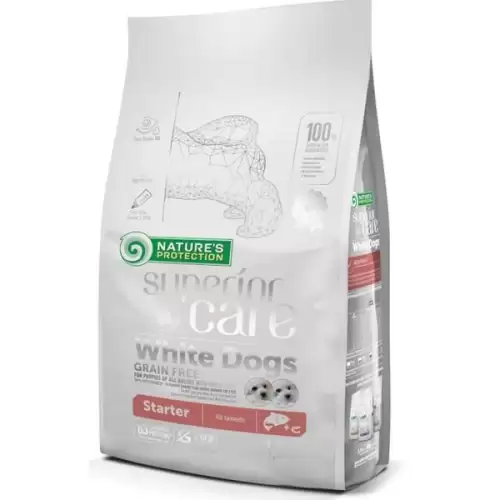 Nature's Protection Superior Care Dog Dry White Dogs Starter GF Salmon 1,5 kg