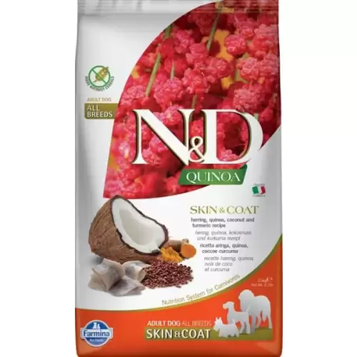  N&D QUINOA Dog GF Skin & Coat, Herring & Coconut Adult All Breeds 2,5 kg