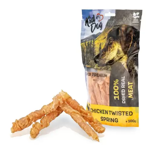 KIDDOG SUPER PREMIUM 100% kuřecí prsa ve spirále bez aditiv 100 g 