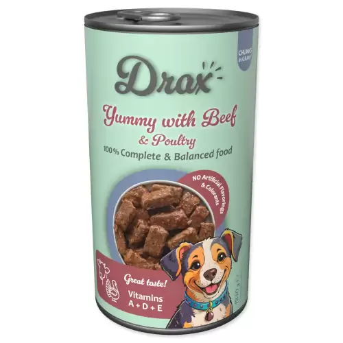 Konzerva Drax Adult s hovězím a drůbežím 1240g