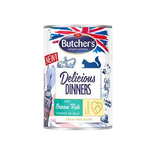 Butcher's Cat Delic.Dinners moř.ryby v želé konz.400g