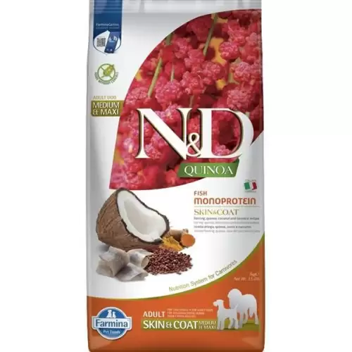  N&D QUINOA Dog GF Skin & Coat, Herring & Coconut Adult Medium & Maxi 7 kg