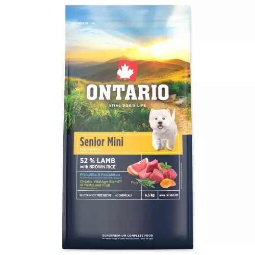 Krmivo Ontario Senior Mini Lamb & Brown Rice 6,5kg