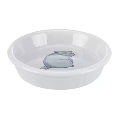 Keramická miska s motivem kočky,  0.25 l/o 13 cm, šedá