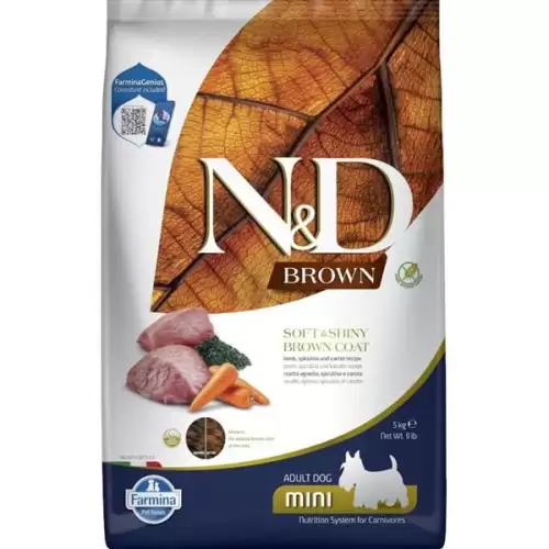  N&D BROWN Dog GF Lamb, Spirulina & Carrot Adult Mini 5 kg