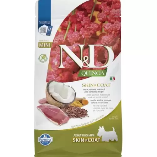  N&D QUINOA Dog GF Skin & Coat, Duck & Coconut Adult Mini 2,5 kg