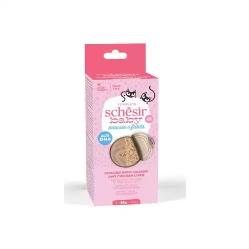 Schesir Cat konz. Kitten Mix Texture kuře/losos 3x55g