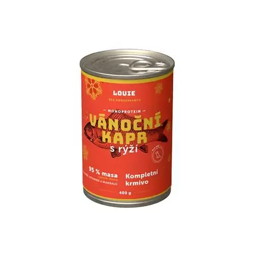 Louie Dog konz. Vánoční kapr s rýží 400g