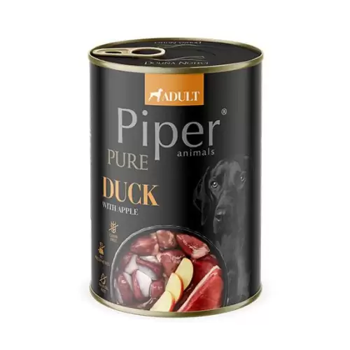 NEW PIPER PURE kachna s jablky, konzerva pro psy 400 g