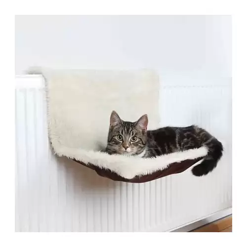 Závěsné lůžko na topení, semiš.vzhled béžovo/hnědý 45x26x31c