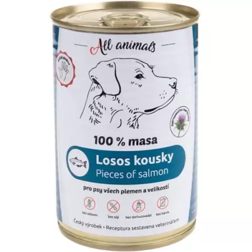 ALL ANIMALS konz. pro psy losos kousky 400g