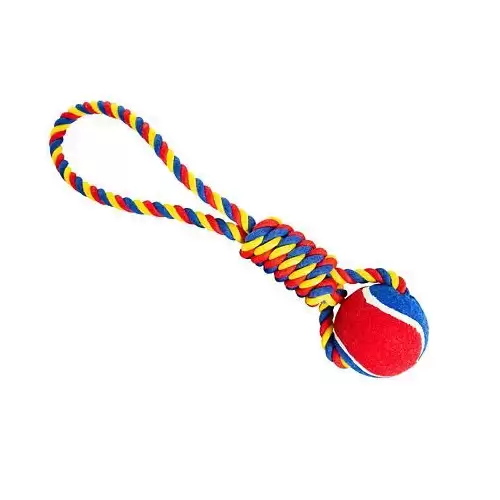 Vrhací přetahovadlo HipHop Dog s tenisákem 6 cm, 36 cm /130 g zelená, modrá, žlutá 