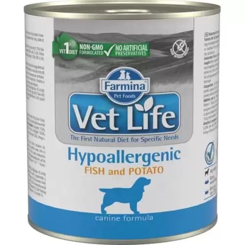  Vet Life Natural Canine konz. Hypoallergenic Fish & Potato 300 g