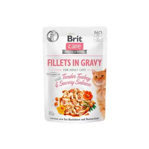 Brit Care Cat Fillets in Gravy Turkey&Salmon 85g