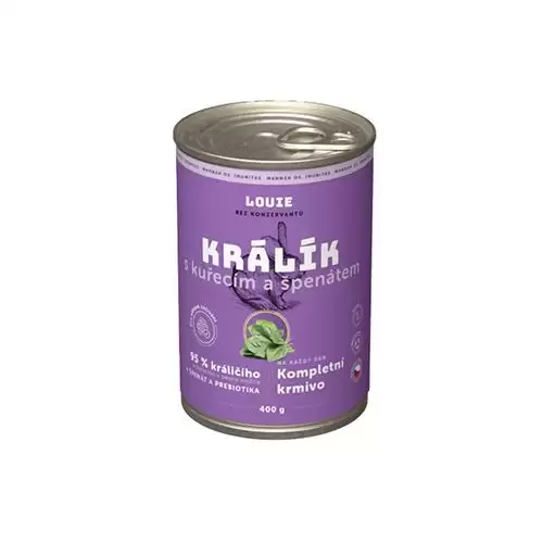 Louie Dog konz. Králík s kuřecím,špen.prebiotiky 400g