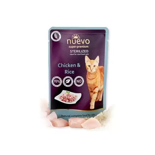 Nuevo kočka kapsa Sterilized Drůbeží s rýží 85g
