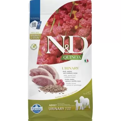  N&D QUINOA Dog GF Urinary, Duck & Cranberry Adult Medium & Maxi 2 kg