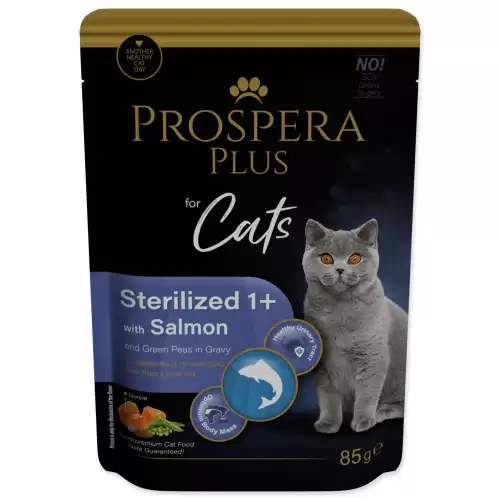 Kapsička Prospera Plus Sterilized 1+, Salmon, Peas 85g