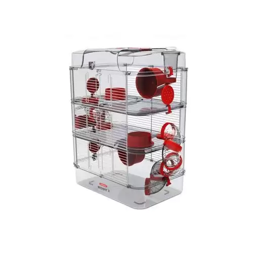 Klec křeček Rody 3 TRIO červená 41x27x53cm Zolux