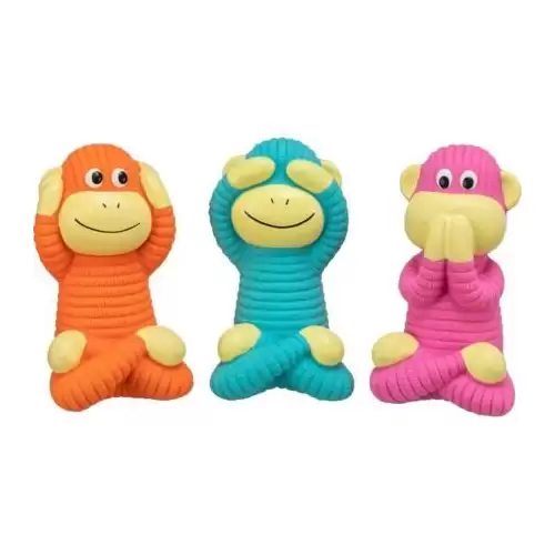 Moudrá opice, hračka se zvukem, 12 cm, plněný latex, 3 varianty
