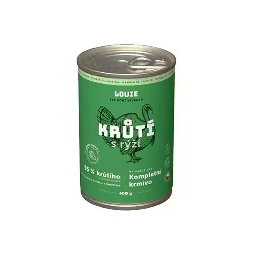 Louie Dog konz. Krůtí s rýží a prebiotiky 400g