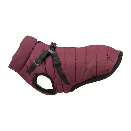 Zimní bunda PIROU s postrojem, sangria XS: 27cm, hruď: 40-44cm, krk: až 32cm