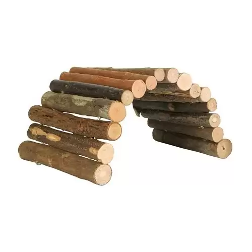 Dřevěný most z kulatých dřívek, nastavitelný 22 x 10 cm, např. myš a křeček